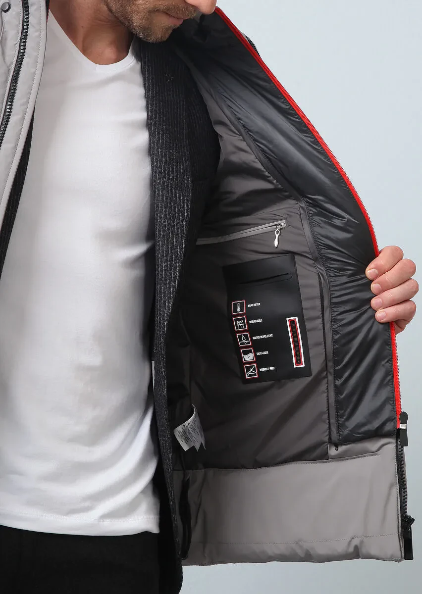 Gri Regular Fit Kelebek Yaka Casual Dokuma Kaban - 3