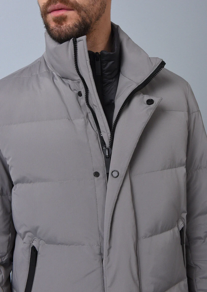 Gri Regular Fit Kelebek Yaka Casual Dokuma Kaban - 4