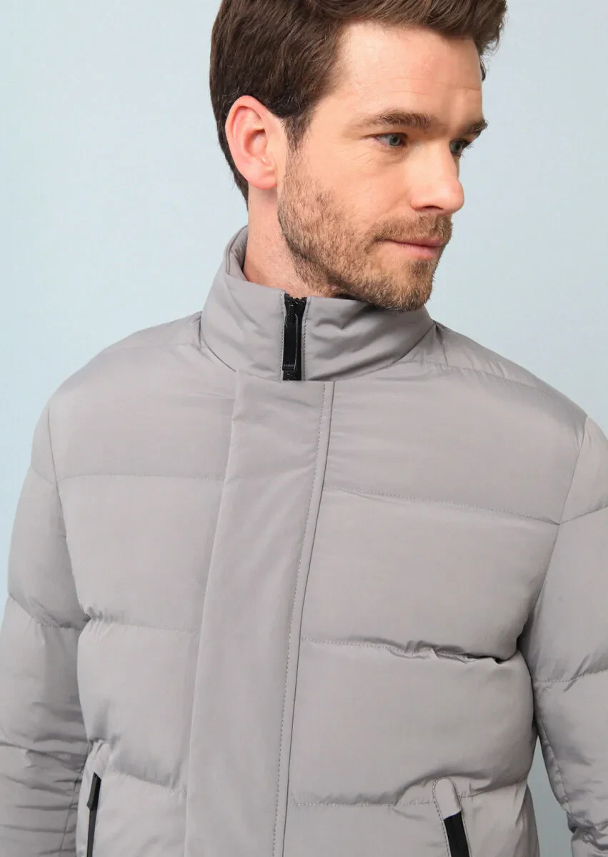 Gri Regular Fit Kelebek Yaka Casual Dokuma Kaban - 5