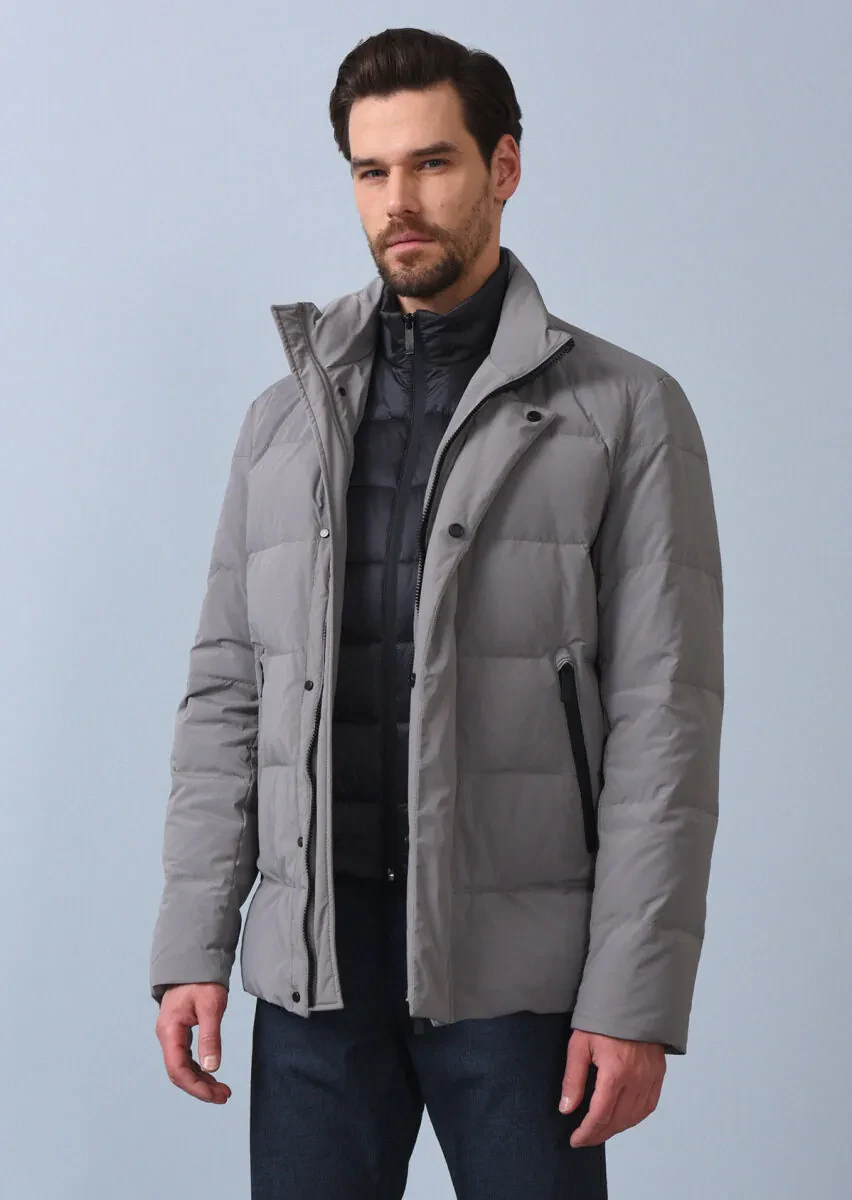 Gri Regular Fit Kelebek Yaka Casual Dokuma Kaban - 6