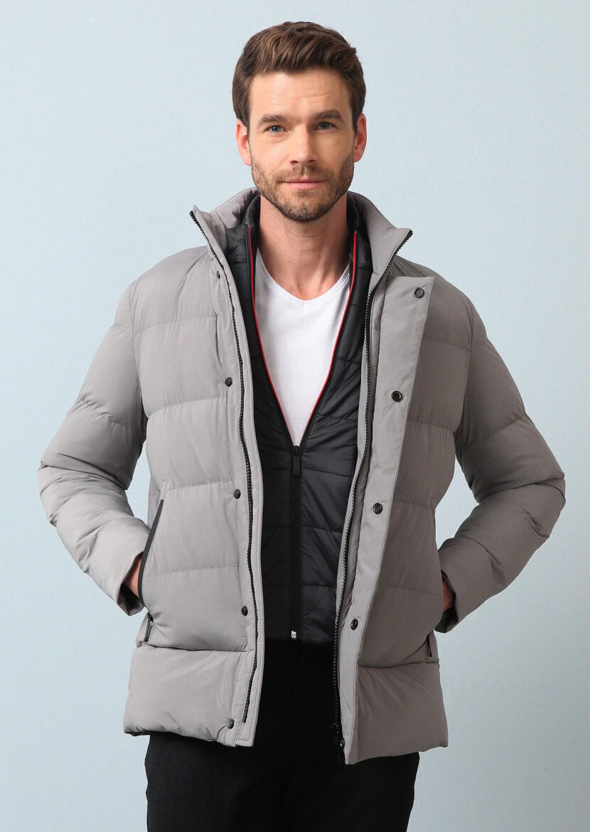 Gri Regular Fit Kelebek Yaka Casual Dokuma Kaban - 7