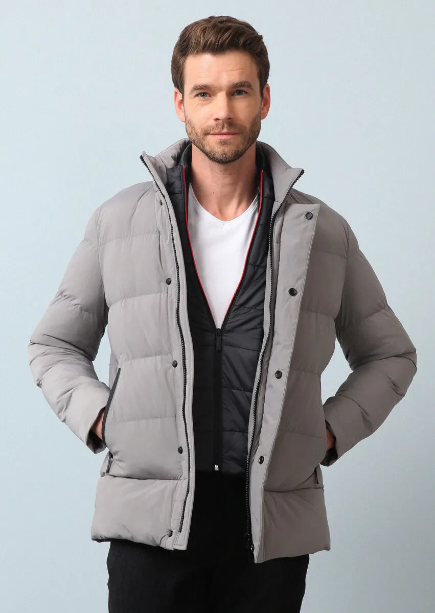 Gri Regular Fit Kelebek Yaka Casual Dokuma Kaban - 7