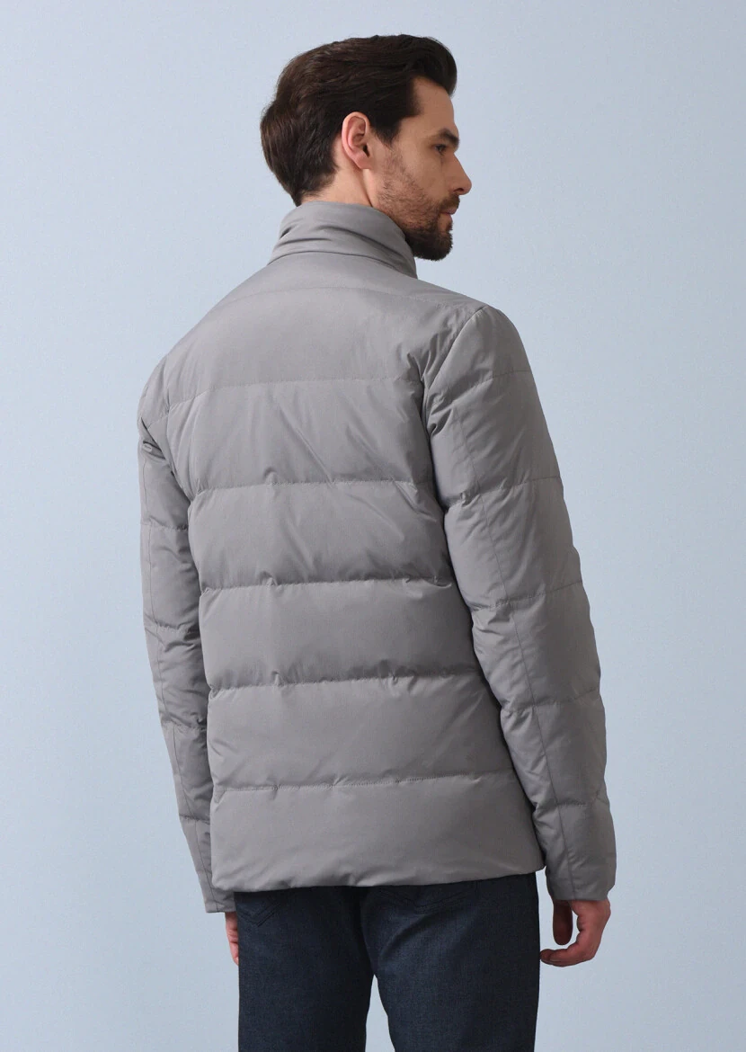 Gri Regular Fit Kelebek Yaka Casual Dokuma Kaban - 8