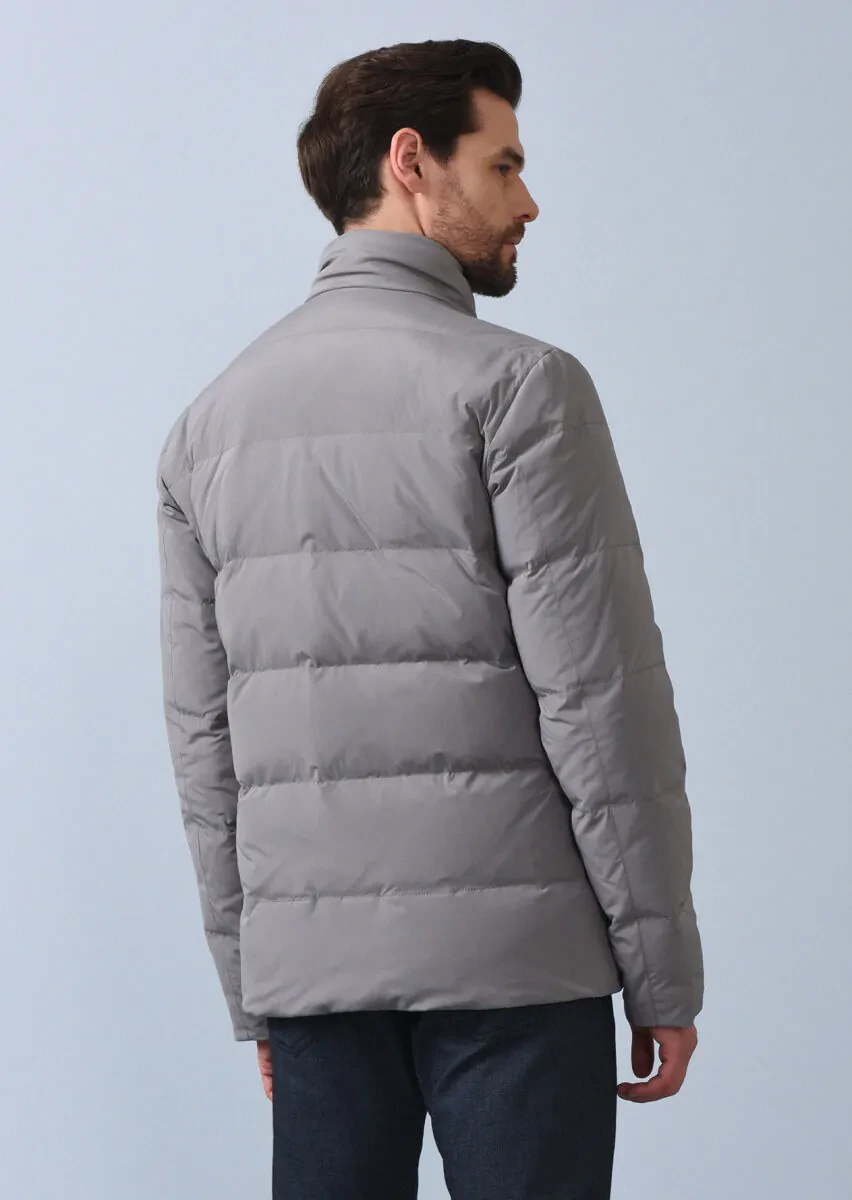 Gri Regular Fit Kelebek Yaka Casual Dokuma Kaban - 8