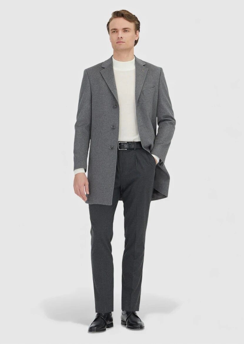 Gri Regular Fit Klasik Dokuma Palto - RAMSEY