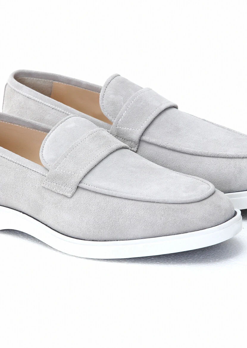 Gri Süet Casual Loafer - 3