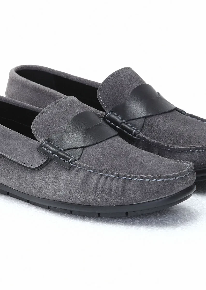 Gri Süet Casual Loafer - 3