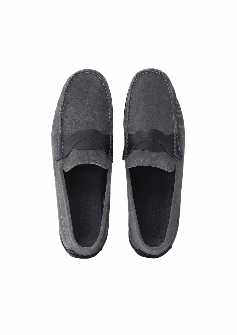 Gri Süet Casual Loafer - 6