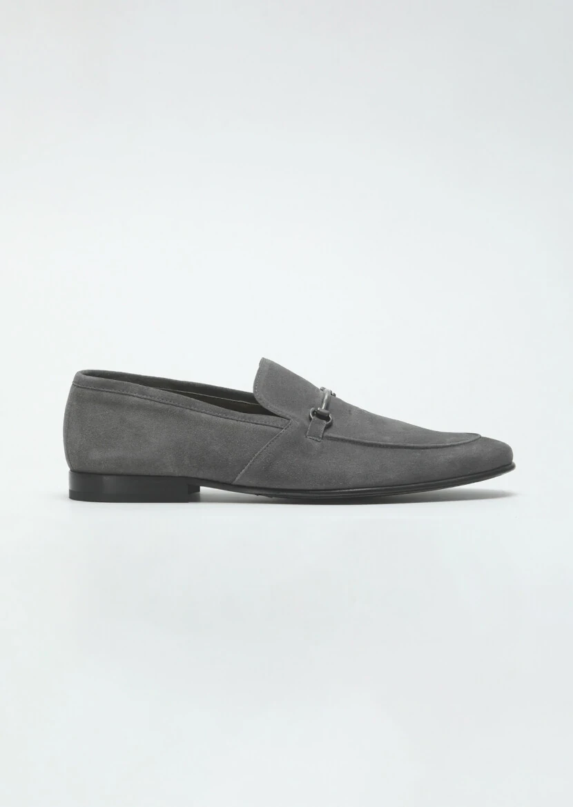 Gri Süet Klasik Loafer - 1