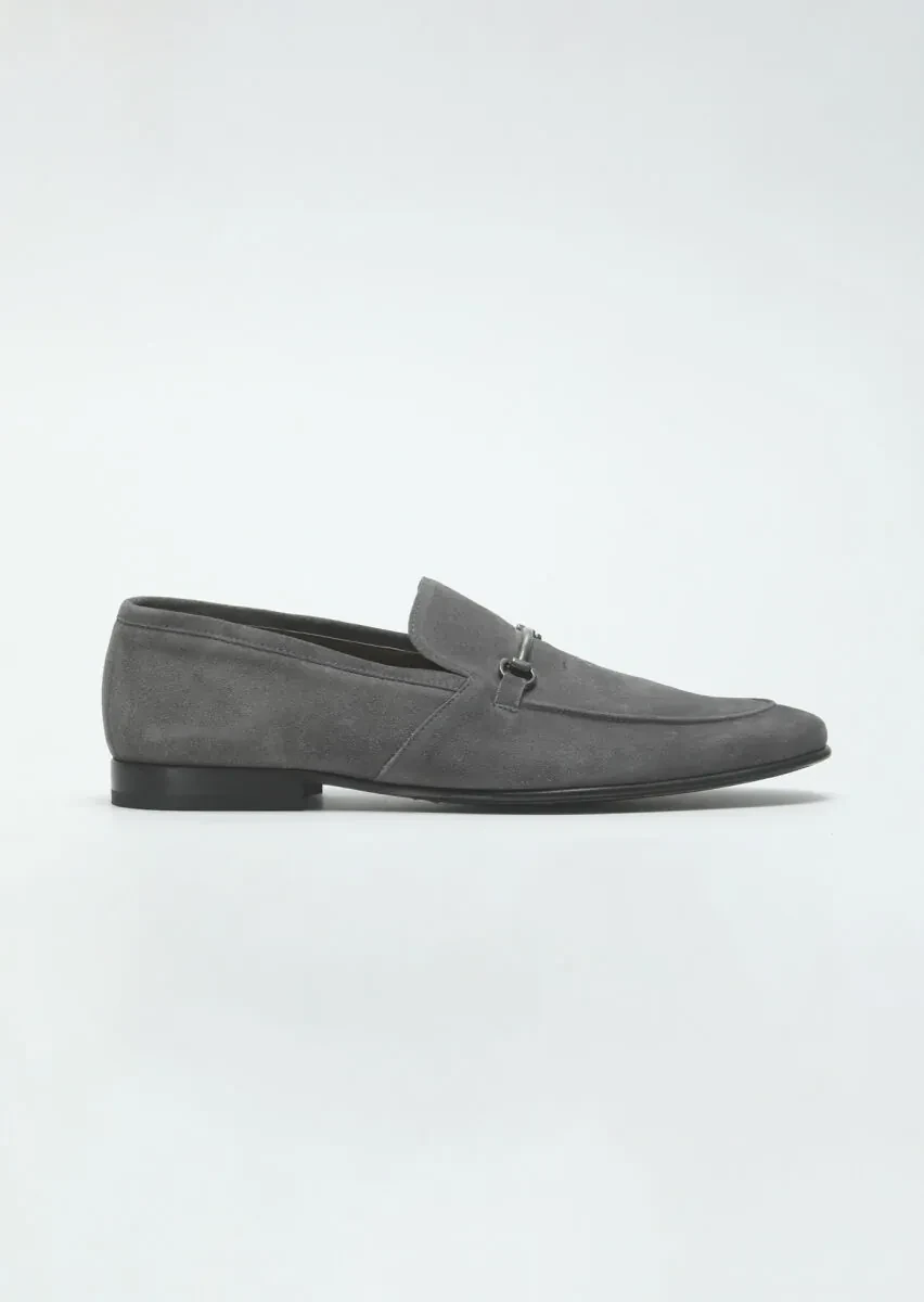 Gri Süet Klasik Loafer - 1
