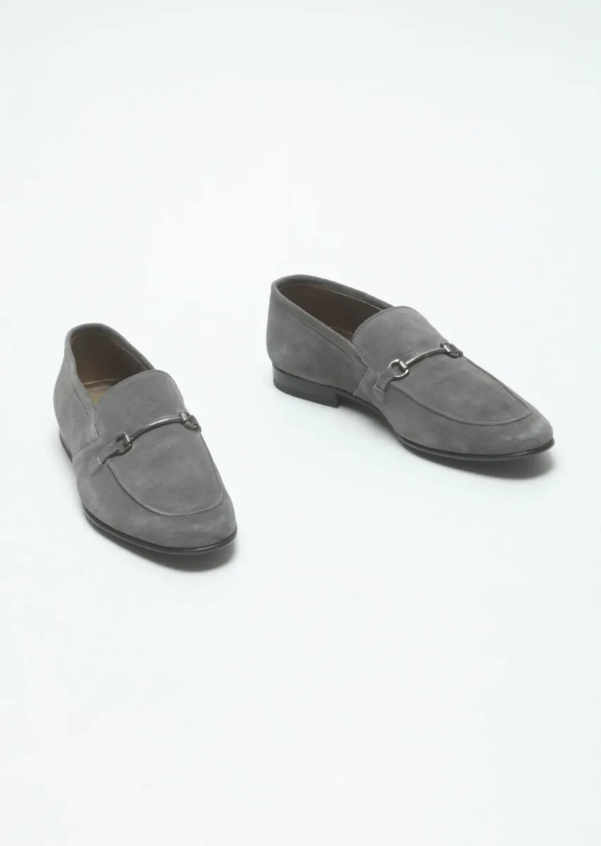 Gri Süet Klasik Loafer - 3