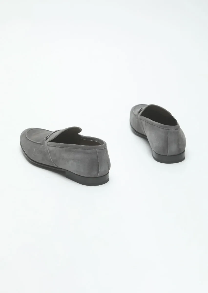 Gri Süet Klasik Loafer - 5