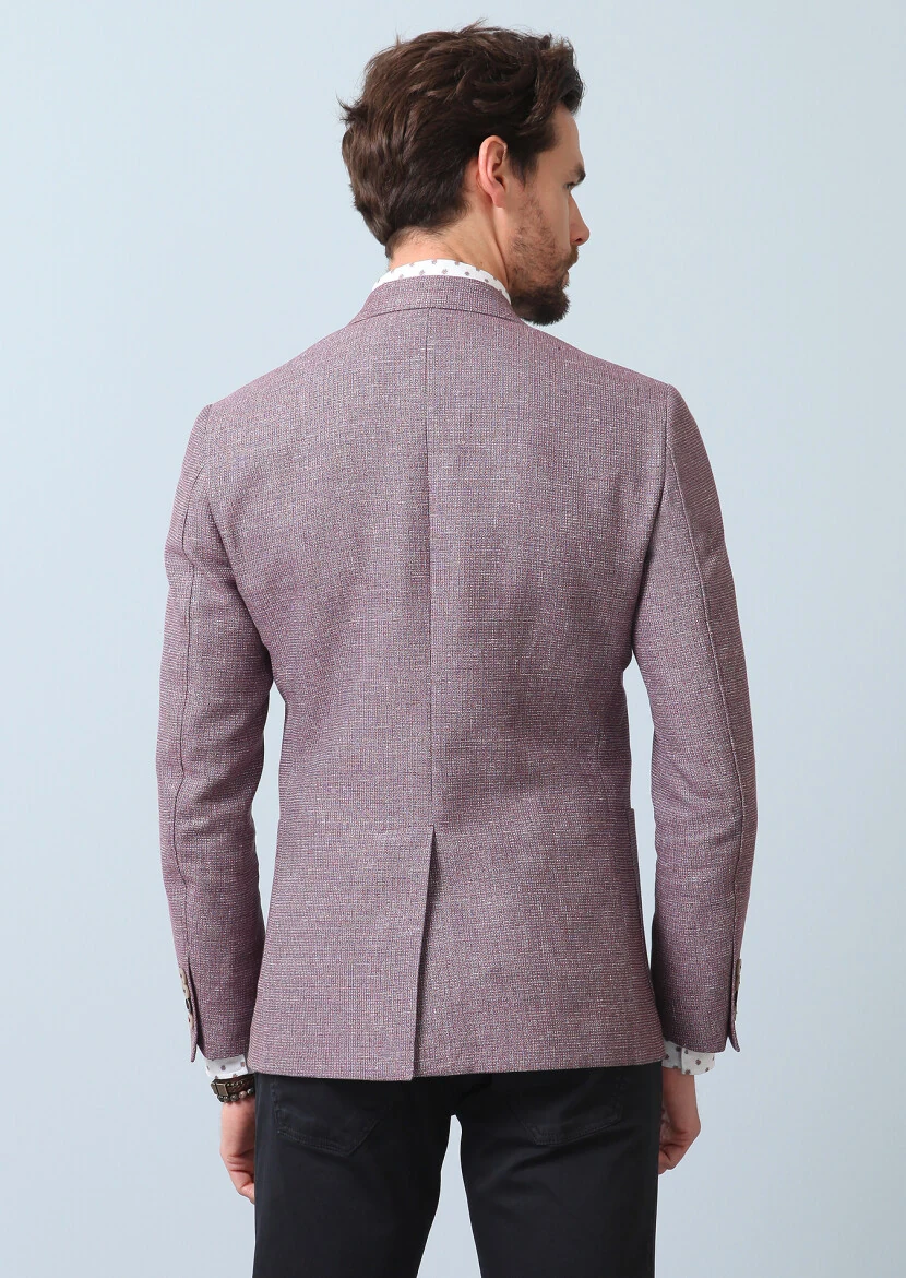 Gül Kurusu Desenli Zeroweight Slim Fit Pamuk Karışımlı Ceket - 5