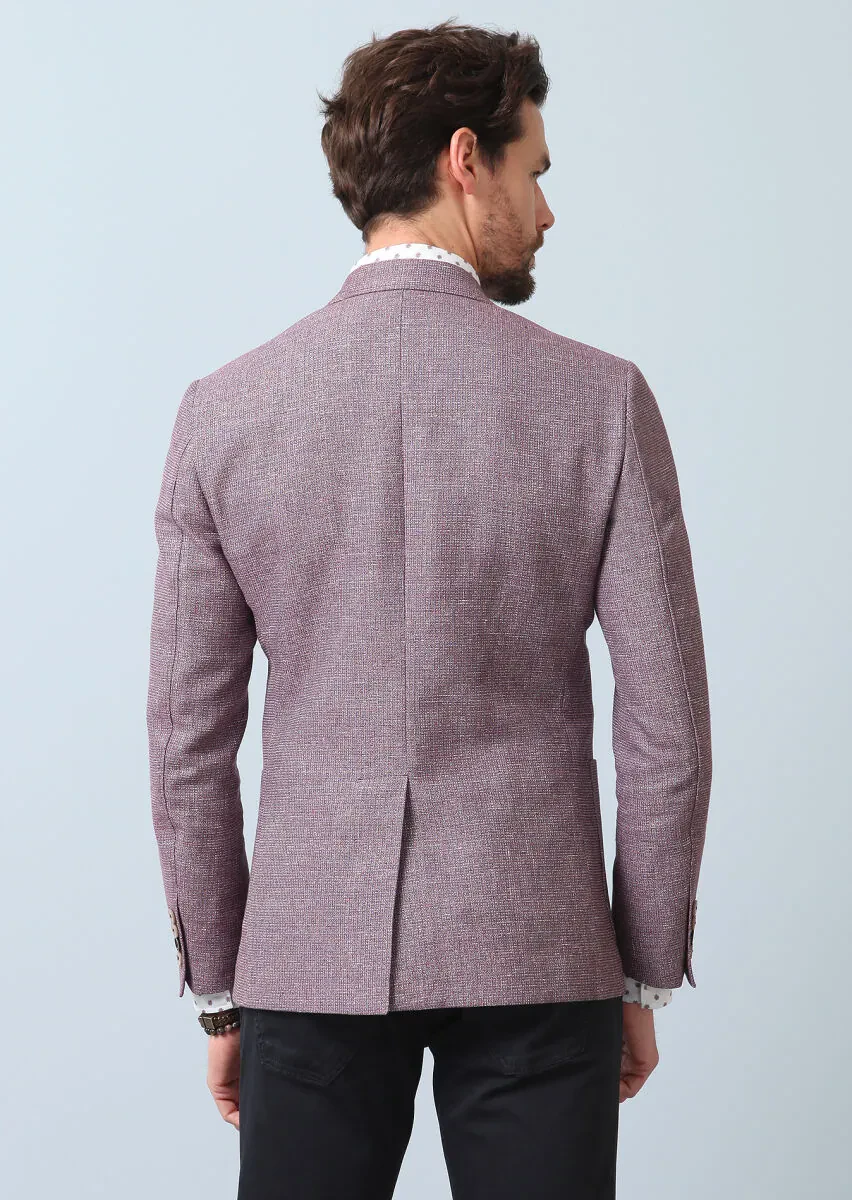 Gül Kurusu Desenli Zeroweight Slim Fit Pamuk Karışımlı Ceket - 5