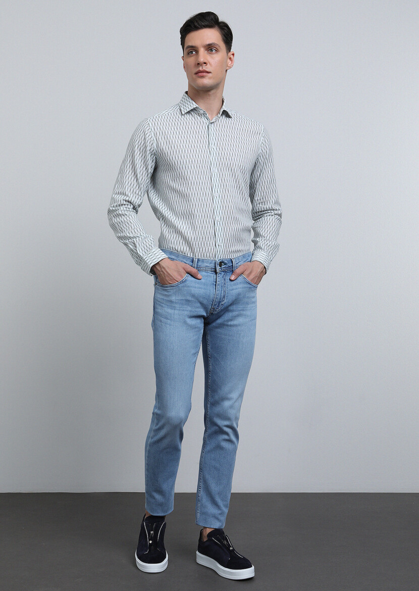 Haki Baskılı Regular Fit Dokuma Casual Pamuk Karışımlı Gömlek - 3