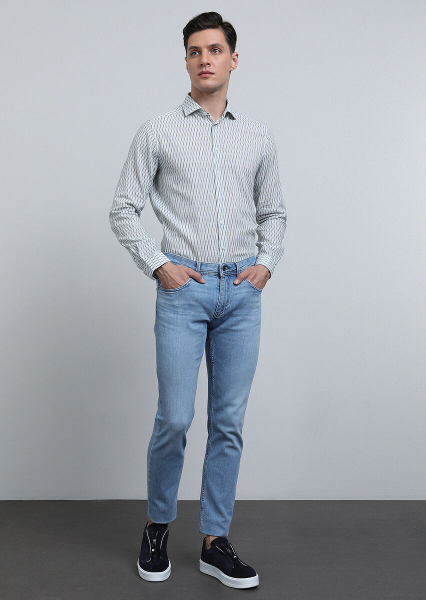Haki Baskılı Regular Fit Dokuma Casual Pamuk Karışımlı Gömlek - 3
