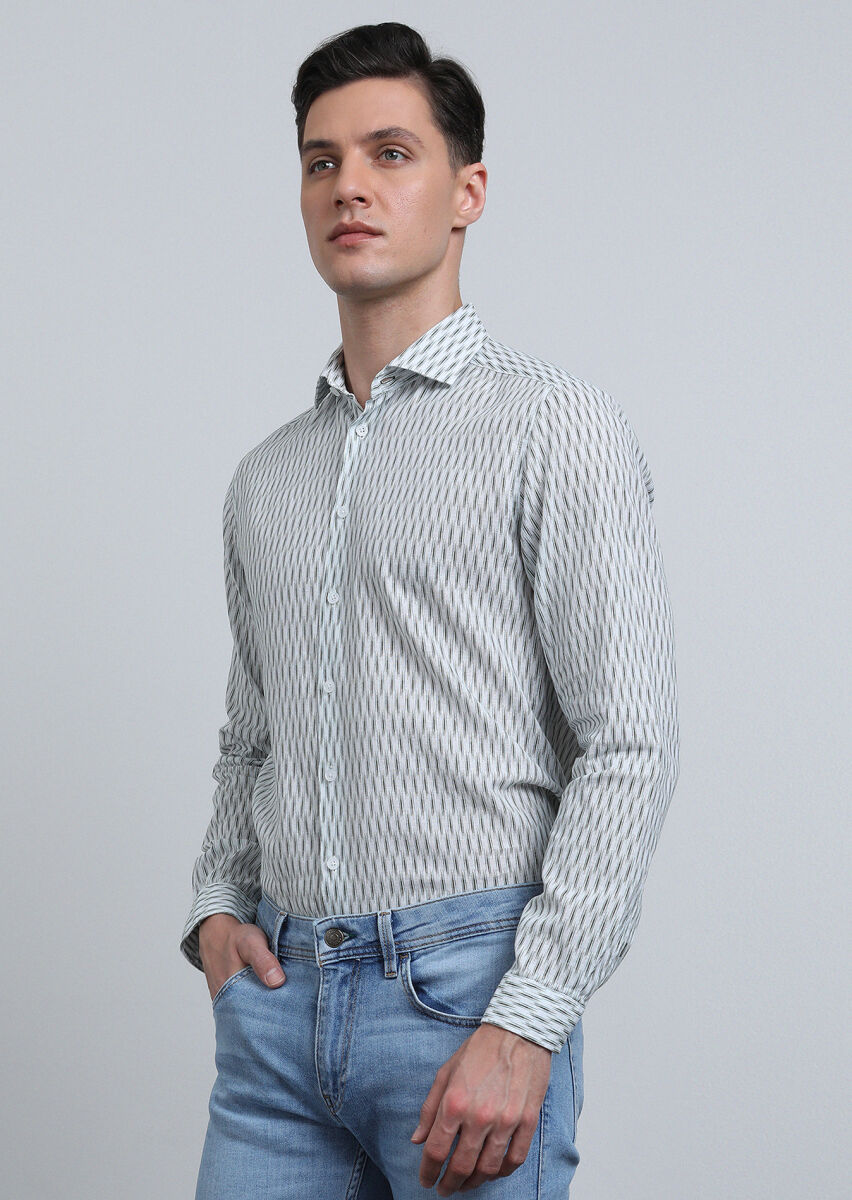 Haki Baskılı Regular Fit Dokuma Casual Pamuk Karışımlı Gömlek - 4