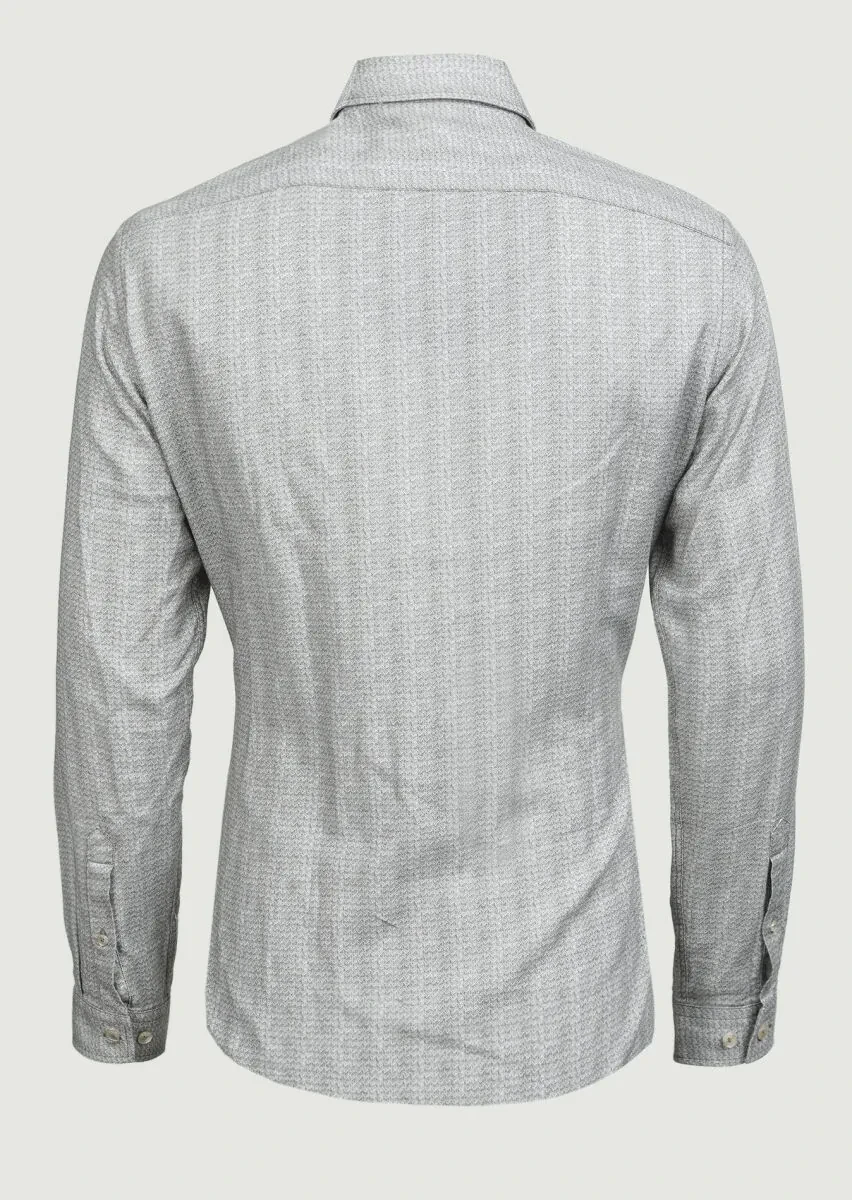 Haki Baskılı Slim Fit Dokuma Casual %100 Pamuk Gömlek - 7