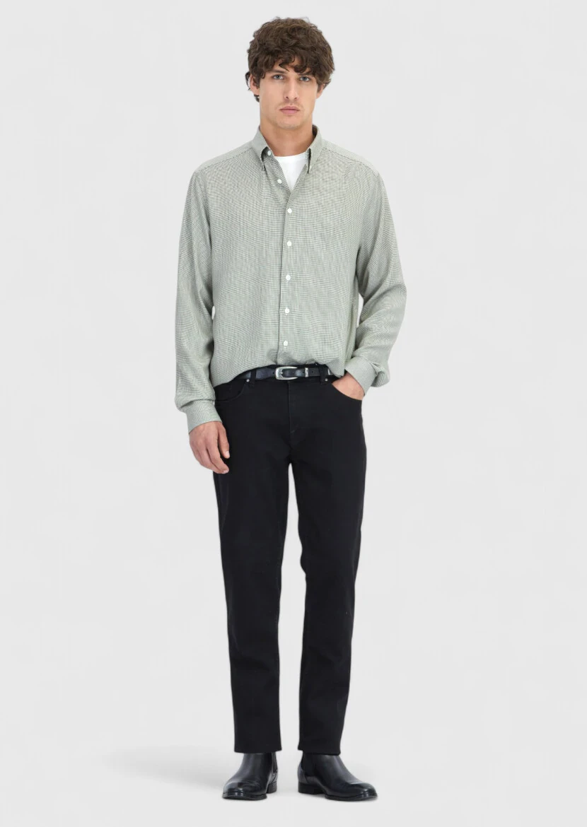 Haki Casual Fit Dokuma Casual Pamuk Karışımlı Gömlek - RAMSEY