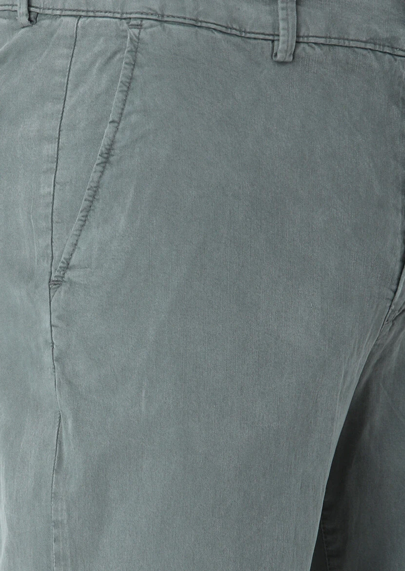 Haki Düz Dokuma Jogging Fit Casual Pamuk Karışımlı Pantolon - 2