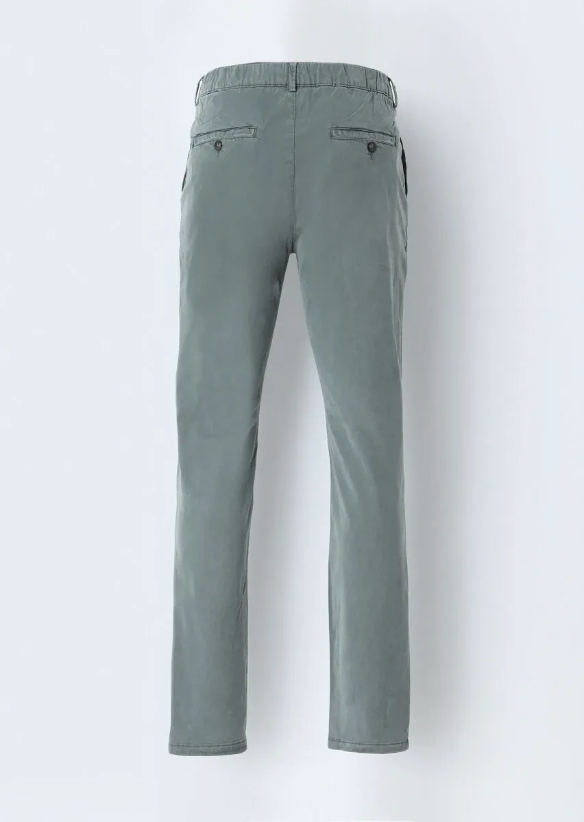 Haki Düz Dokuma Jogging Fit Casual Pamuk Karışımlı Pantolon - 3