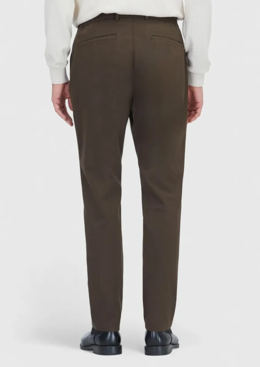 Haki Düz Dokuma Jogging Fit Casual Pamuk Karışımlı Pantolon - 5