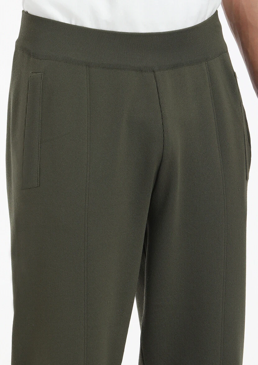 Haki Düz Örme Regular Fit Casual Trıko Pantolon - 3