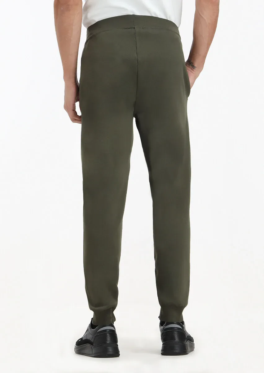 Haki Düz Örme Regular Fit Casual Trıko Pantolon - 4