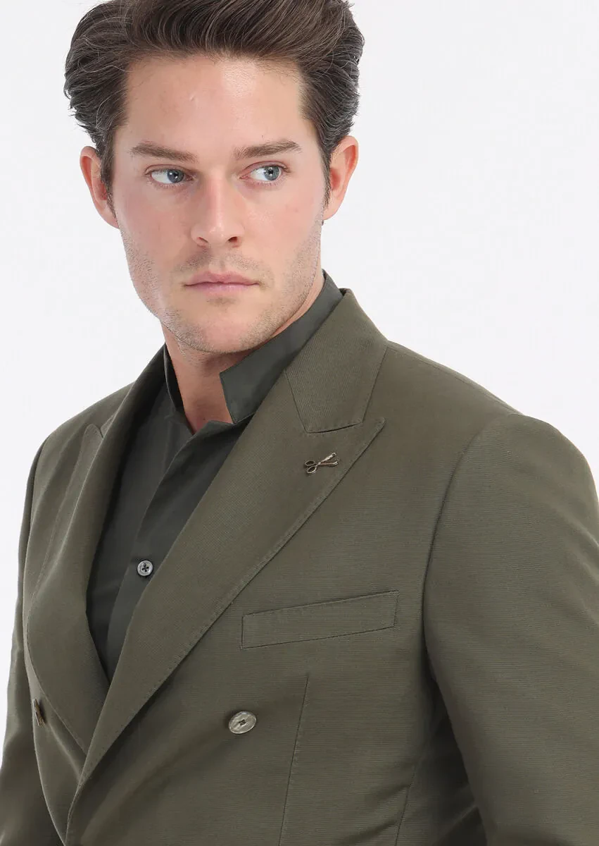 Haki Düz Zeroweight Slim Fit Takım Elbise - 4