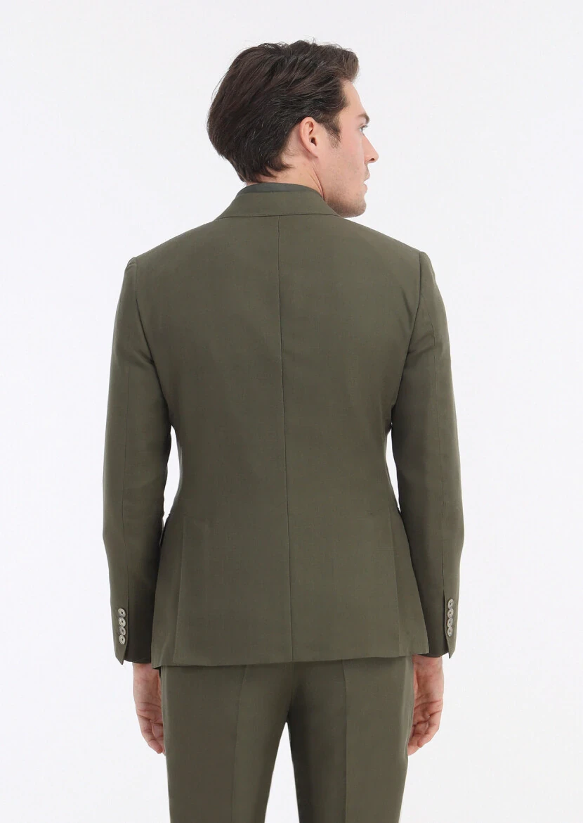 Haki Düz Zeroweight Slim Fit Takım Elbise - 6