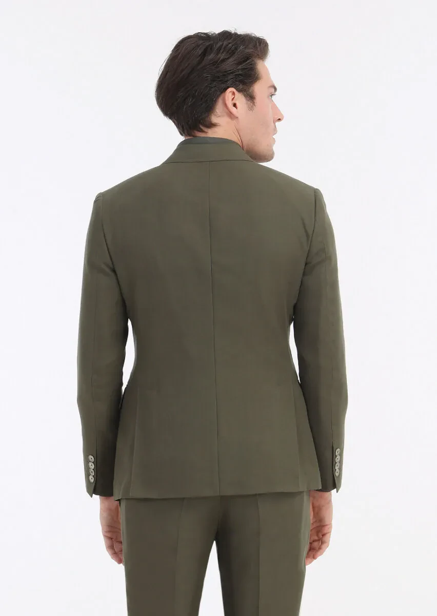 Haki Düz Zeroweight Slim Fit Takım Elbise - 6