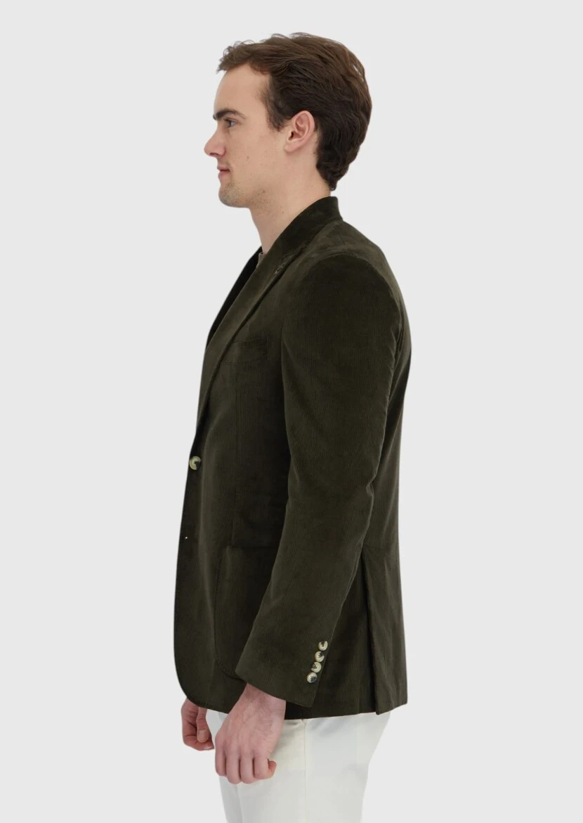 Haki Fitilli Zeroweight Slim Fit %100 Pamuk Ceket - 5