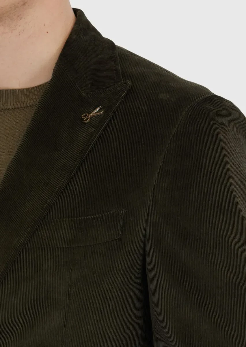 Haki Fitilli Zeroweight Slim Fit %100 Pamuk Ceket - 6