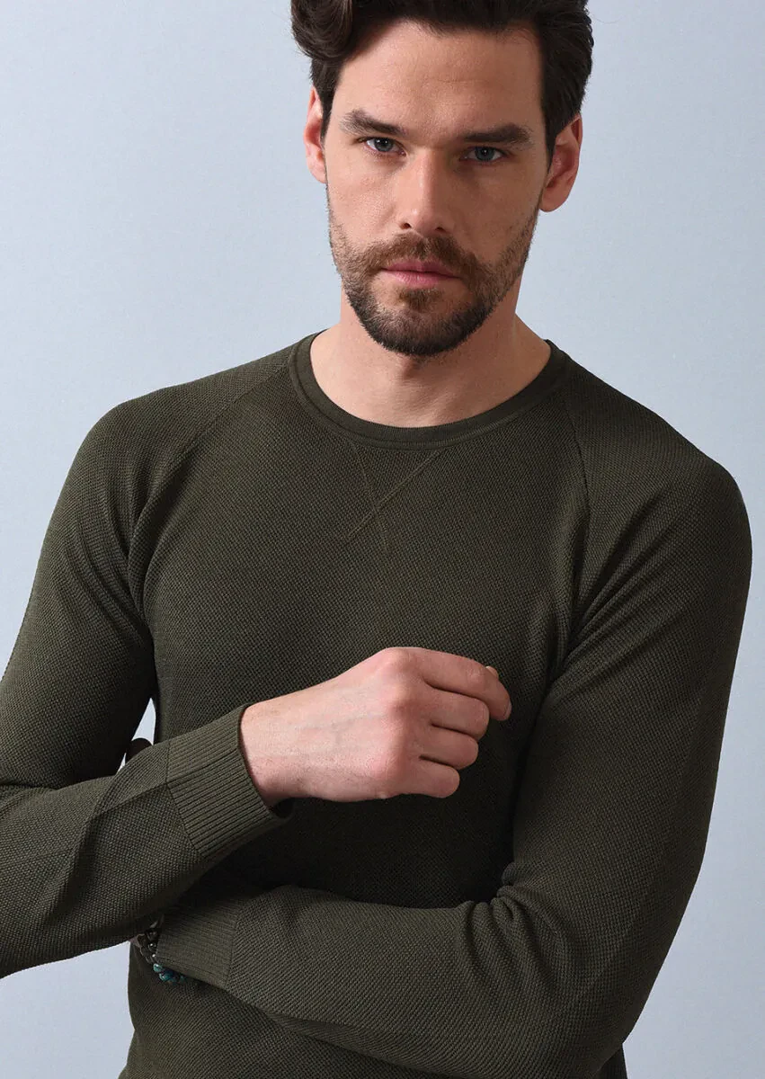 Haki Jakarlı Triko Kazak - 2