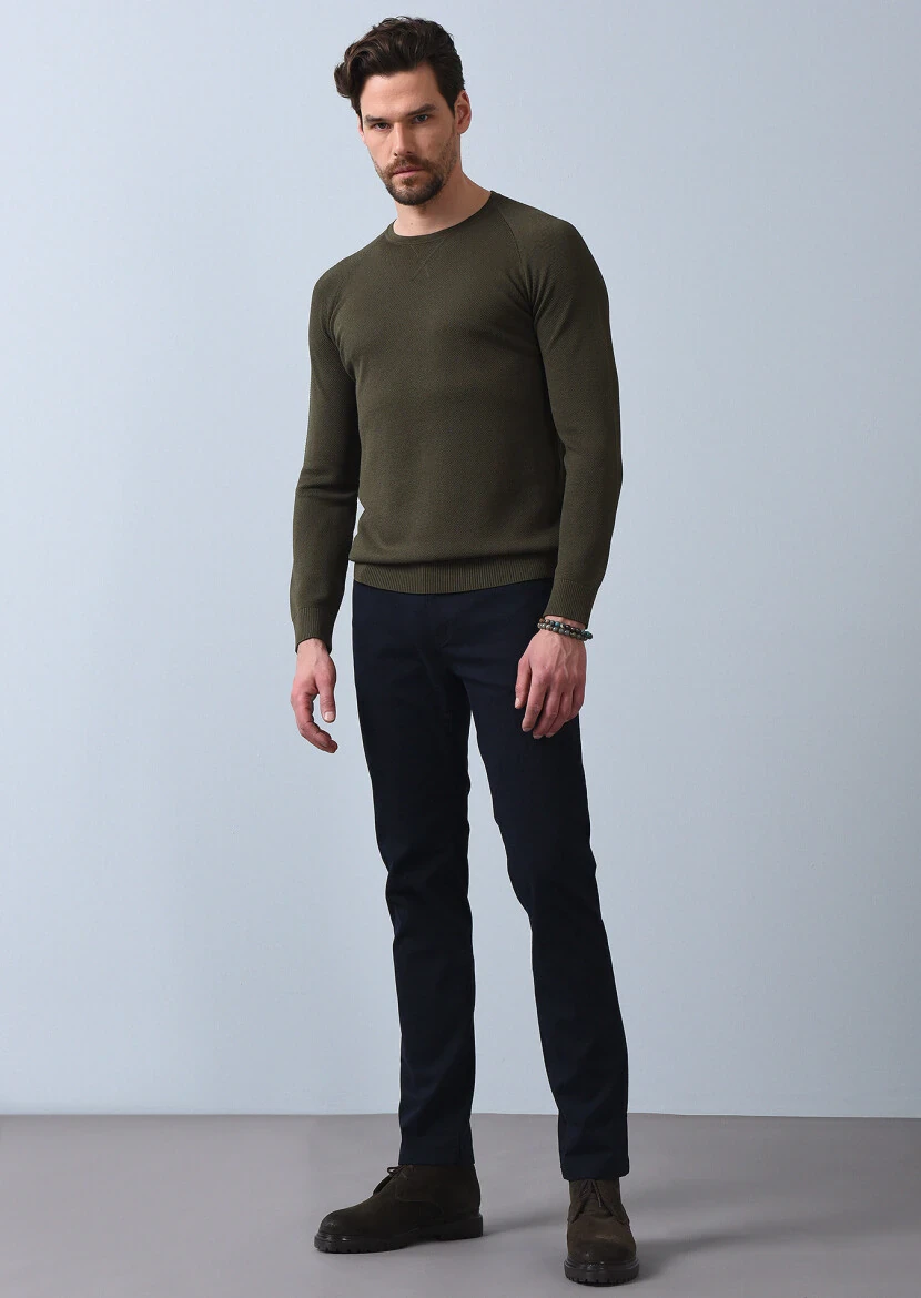 Haki Jakarlı Triko Kazak - 3