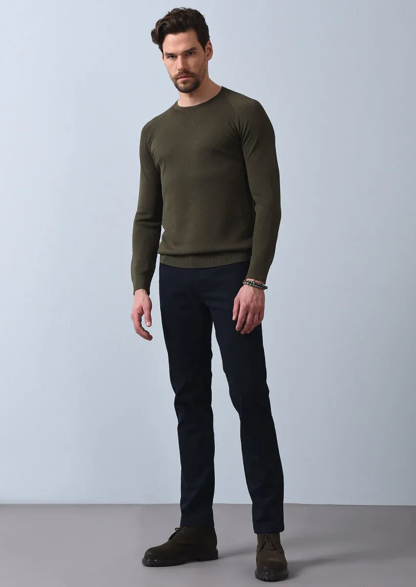 Haki Jakarlı Triko Kazak - 3