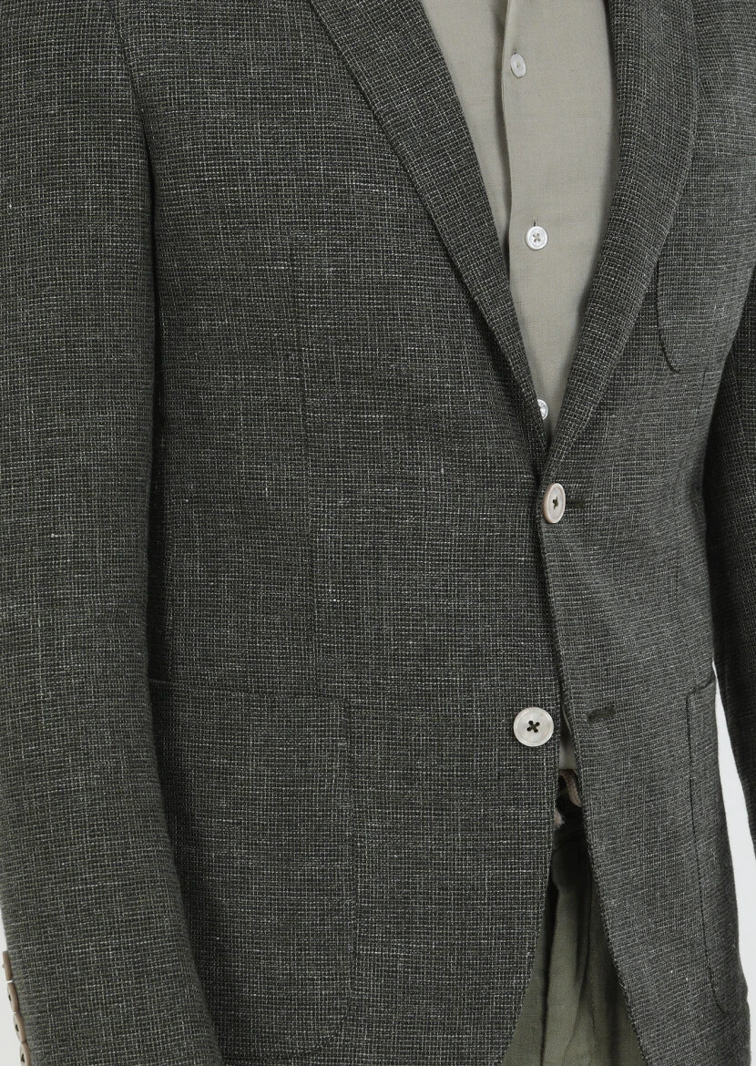 Haki Mikro Zeroweight Slim Fit Pamuk Karışımlı Ceket - 5