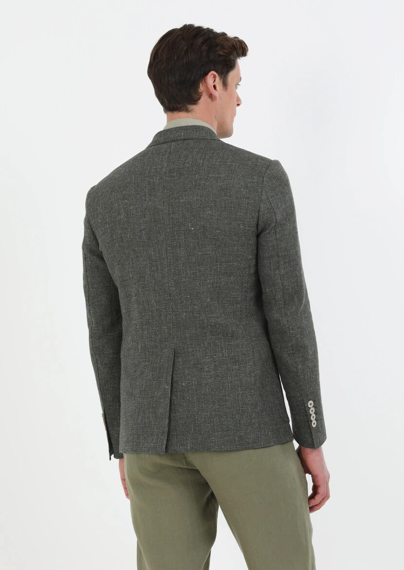 Haki Mikro Zeroweight Slim Fit Pamuk Karışımlı Ceket - 7