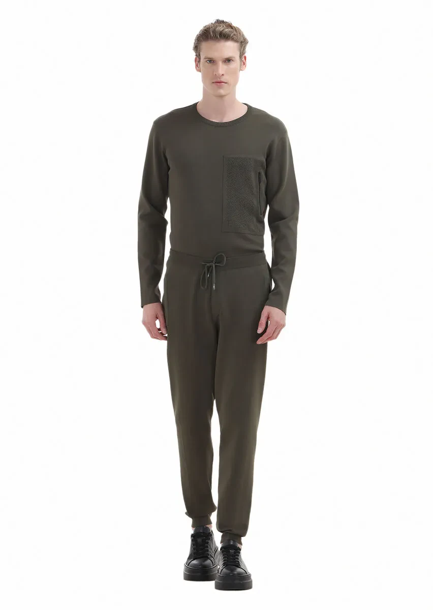 Haki Örme Regular Fit Casual Trıko Pantolon - 1