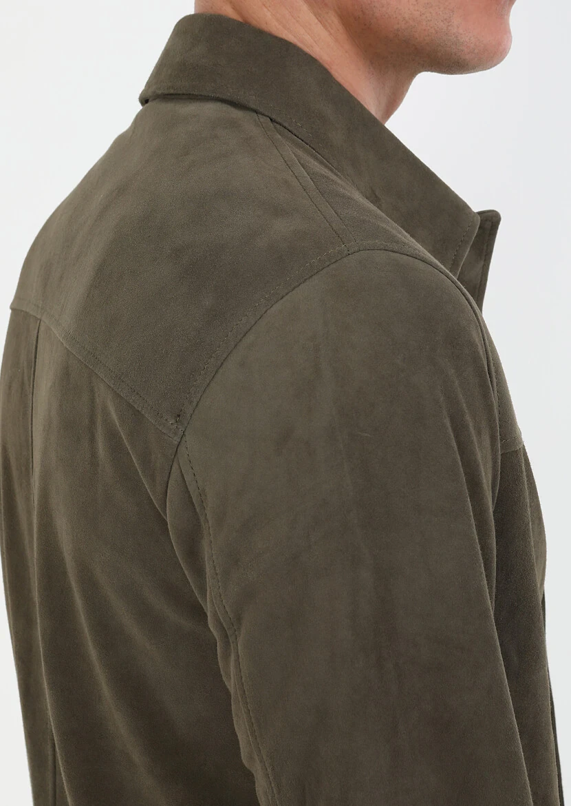 Haki Regular Fit Derı Ceket - 5