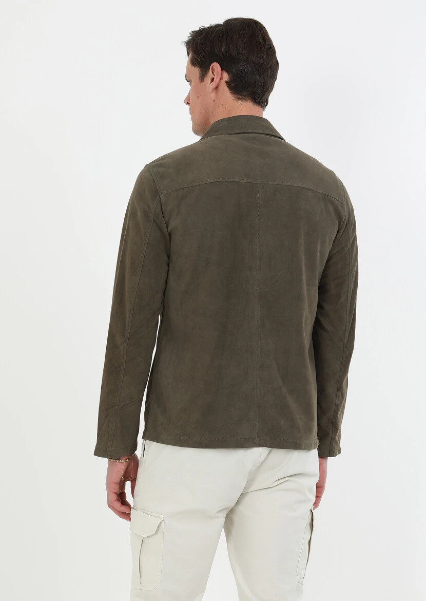 Haki Regular Fit Derı Ceket - 7