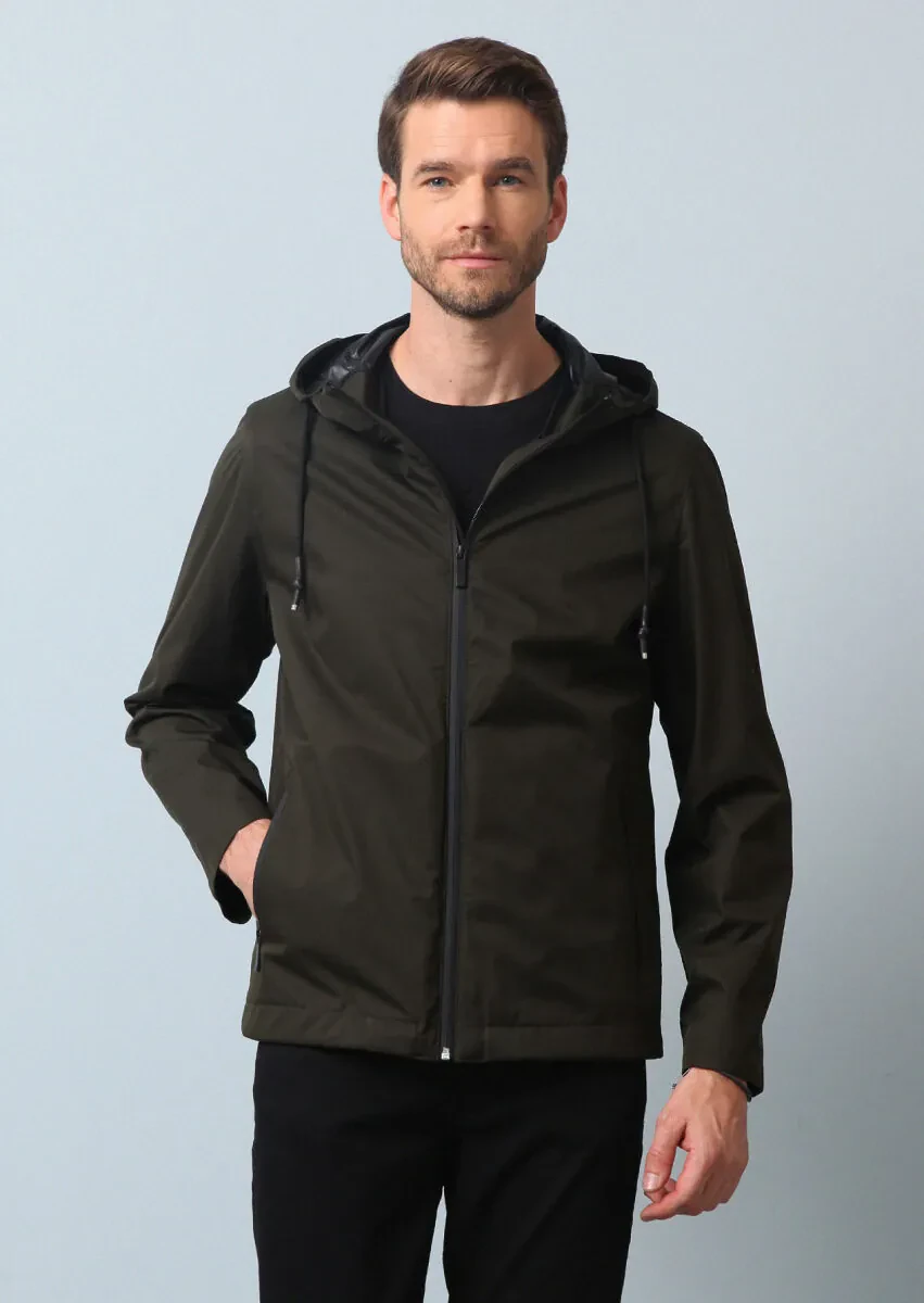 Haki Regular Fit Dik Yaka Casual Dokuma Mont - 2