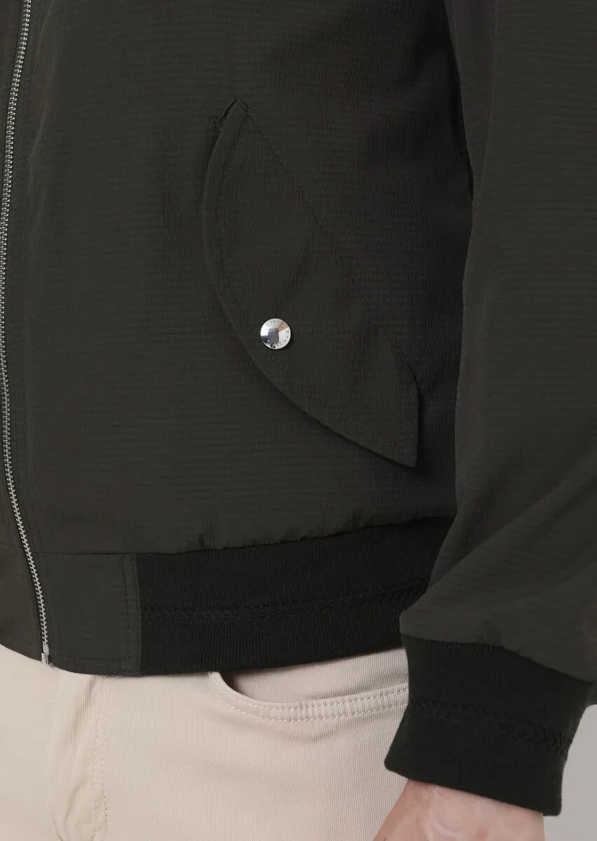 Haki Regular Fit Dik Yaka Casual Dokuma Mont - 7