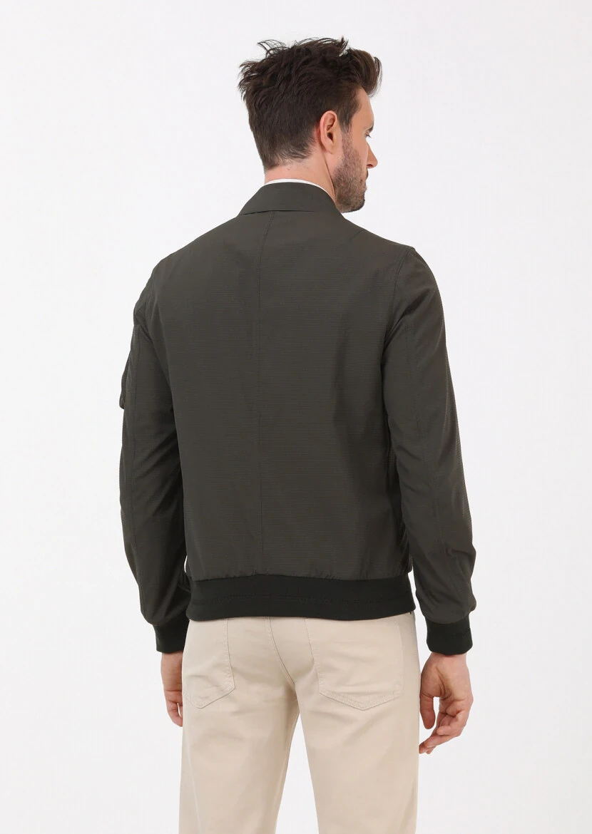 Haki Regular Fit Dik Yaka Casual Dokuma Mont - 8