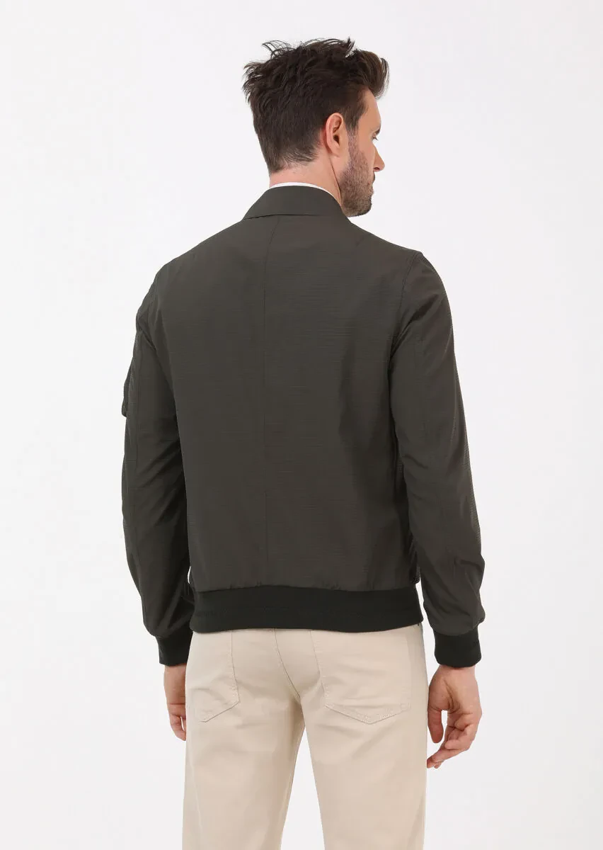 Haki Regular Fit Dik Yaka Casual Dokuma Mont - 8