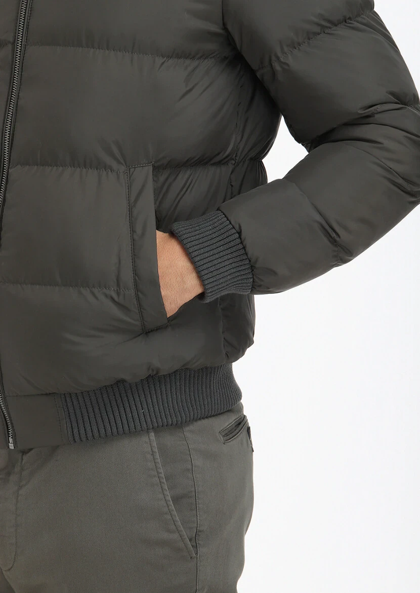 Haki Regular Fit Dik Yaka Casual Dokuma Mont - 4