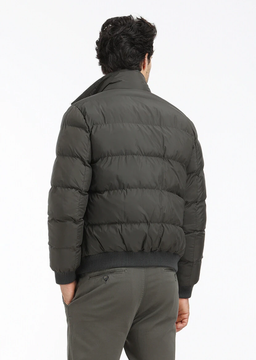 Haki Regular Fit Dik Yaka Casual Dokuma Mont - 6