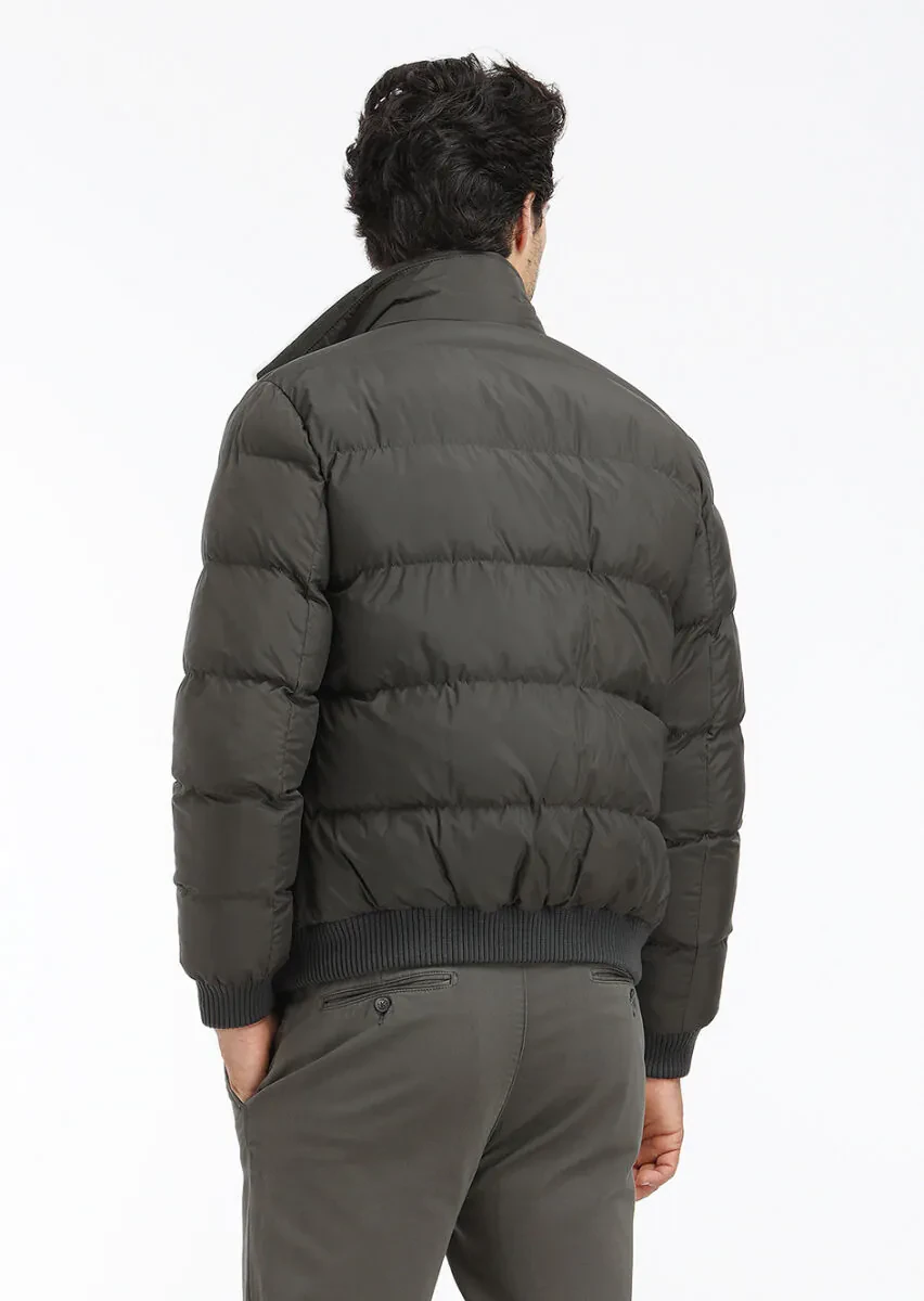 Haki Regular Fit Dik Yaka Casual Dokuma Mont - 6