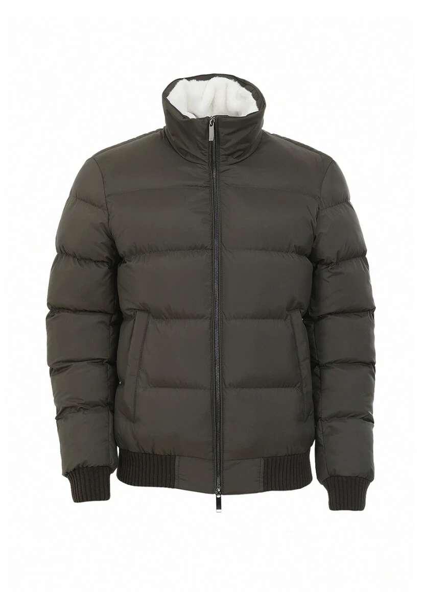 Haki Regular Fit Dik Yaka Casual Dokuma Mont - 7