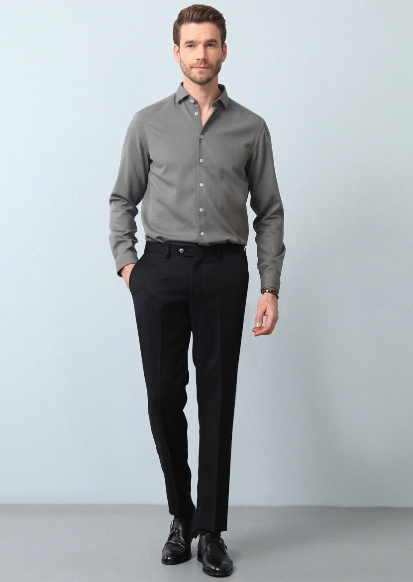 Haki Regular Fit Dokuma Casual Pamuk Karışımlı Gömlek - 4